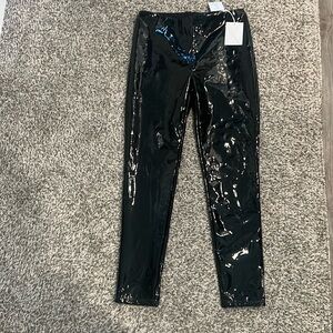Liquid patent faux leather leggings